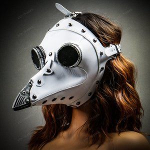 Plague Doctor Mask Steampunk - White